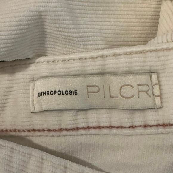 Pilcro by Anthropologie Cream Corduroy Pants Women’s 25 Slim Straight Mid Rise - Picture 3 of 6